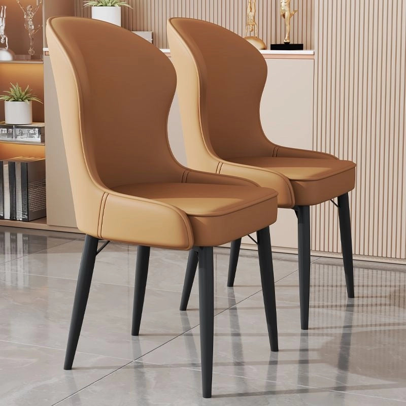 Contoured backrest design with chair designs and dining chairs set of 6 in black faux leather