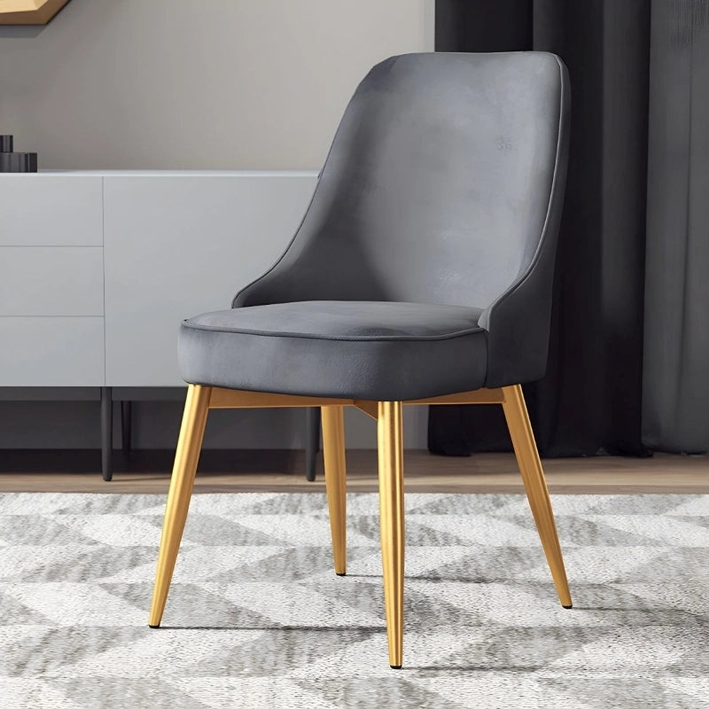 Curved parsons back with plush velvet seat, set of dining chairs, kitchen chairs, grey