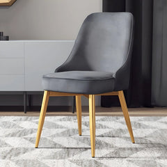 Curved parsons back with plush velvet seat, set of dining chairs, kitchen chairs, grey