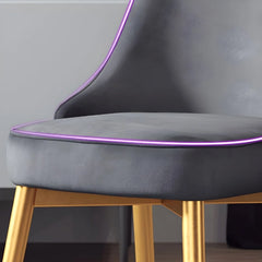 Gold tapered legs and navy upholstery, dining chairs set of 6, chair designs, metal base