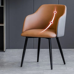 Soft grey faux leather seat with curved backrest, dining chairs set of 6, chair designs, metal frame