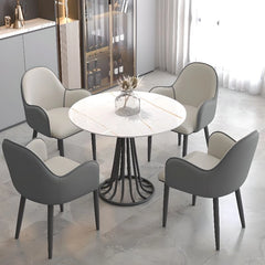Tapered-leg side angle photo + dining chairs set of 6 + faux leather + compact form