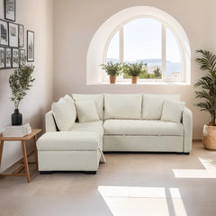 Chaise unit with storage in a sofa cam bed and l shape sofa cum bed form