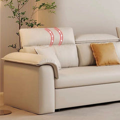 Pull-out frame mechanism in action – convertible sofa bed + sofa cum bed + faux leather beige