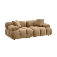 Brown sofa with cushions on a white background