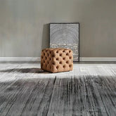 tan-brown cube ottoman photo chesterfield footstool leather finish cube shape