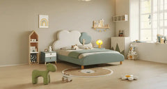 Cloud and tree themed kids bed cute beds kids bedroom furniture pastel green fabric