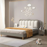 Petal-shaped headboard with plush curves, kids bed furniture, children’s bed, grey finish