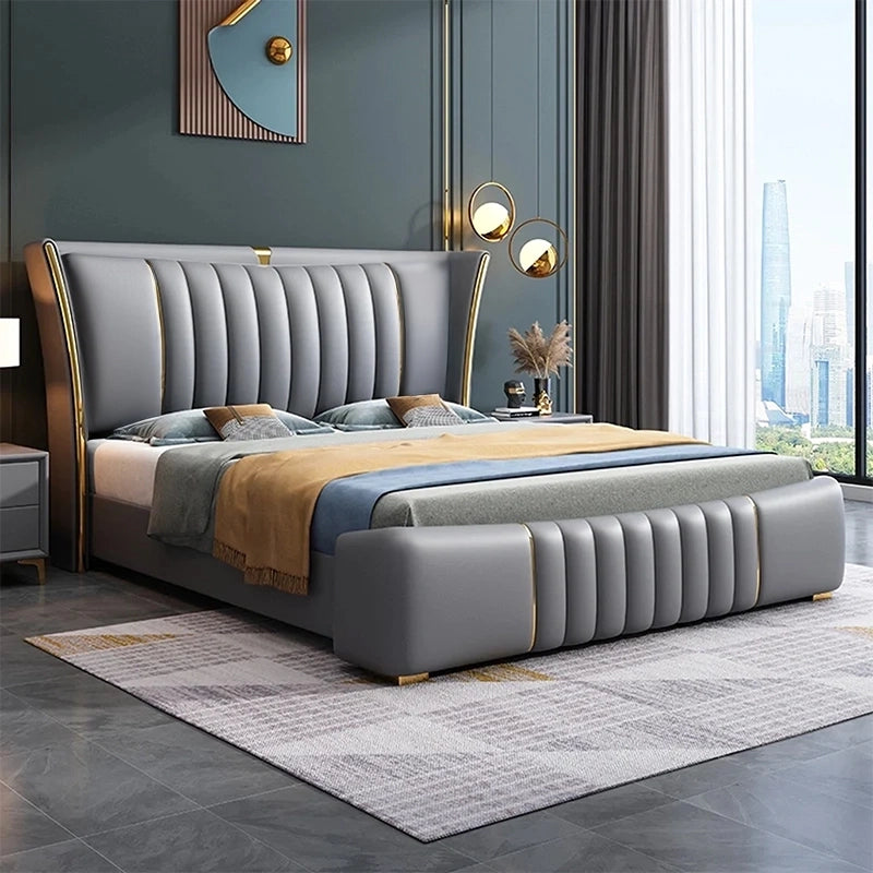 Wingback headboard with vertical tufting, new bed design + master bedroom bed design + king size shape