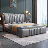 Wingback headboard with vertical tufting, new bed design + master bedroom bed design + king size shape