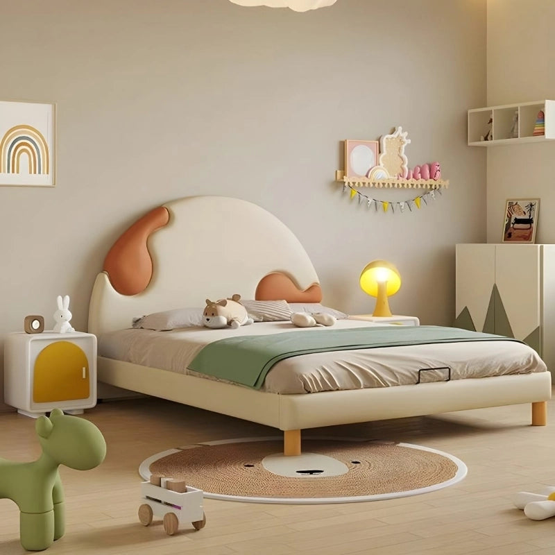 Dog-ear headboard in caramel & cream, kids bed with bacchon ka bed charm