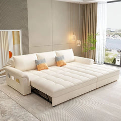 Hidden chaise storage and tufted seat sofa cum bed couch sleeper look