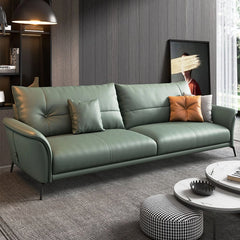 Sage green leather sofa design, stylish sofa design, 3 seater, metal legs