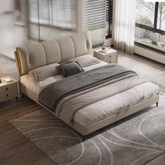 Channel-tufted curved headboard image with master bedroom bed design and cot design