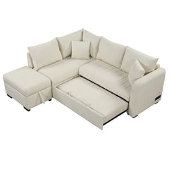 Pull-out bed section of convertible couch bed and sofa cum bed couch in matte texture