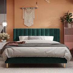 Vertically paneled headboard image with new bed design and cot design focus