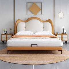 Orange headboard variant with button detail, cute beds, children’s furniture store profile