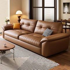 High-back brown leatherette couch with plush arms – sofa bed design and sofa bed couch