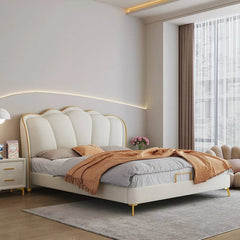 Fully padded cream frame – children’s bed with mattress, cute beds – modern style