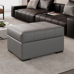 Charcoal faux leather ottoman image with ottoman with storage, ottomans, block legs