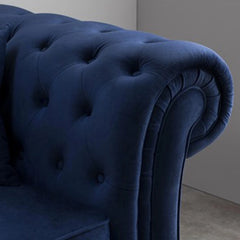 Dark turned wooden legs add classic touch, designed sofa set, fabric couch, rich tone