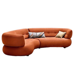Designer couch image with rounded form + sofa shape l + 4 seater sofa + terracotta orange