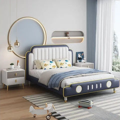 Vertical-stitched headboard kids bed, kids bedroom furniture, children’s furniture store