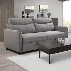 Light grey sofa bed couch in soft fabric – sofa come bed with rounded arms and zigzag springs