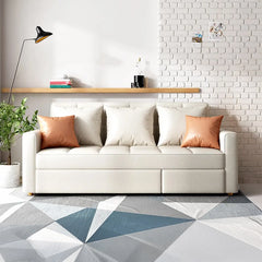 Metal pull-out frame under bed segment + sofa bed design + contrast pillow + neutral colour