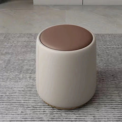 Bold brown pouf ottoman, pouffe ottoman and benches, round shape with beige base