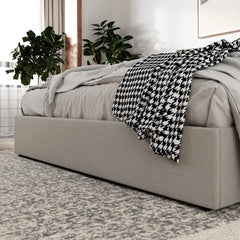 Close-up of horizontal headboard panels – bed frame + modern style bed design + padded headboard