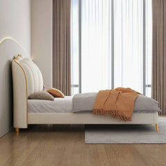 Gold metal legs detail – kids bedroom furniture, queen size kids bed – upholstered base