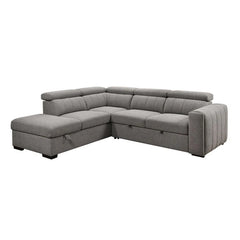 Pull-out flatbed extended with ottoman, convertible couch sleeper, sofa bed couch, 5-seater layout