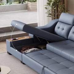 Console arm with cup holder and USB—convertible couch bed, sofa bed design, modern