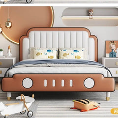 Bright trim navy kids bed, children’s bed with mattress, kids bed