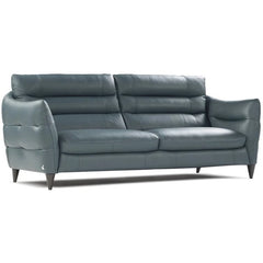 Full layout photographs of teal leather couch, designed sofa set, living room couch