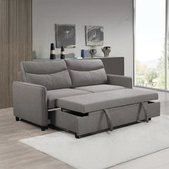 Dual cushion backrest couch bed in grey – convertible couch bed, compact rectangular silhouette