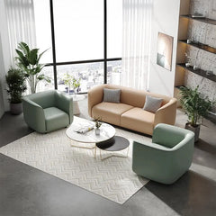 Houndstooth accent pillows on minimalist settee, settee design, living room sofa set