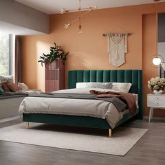 Upholstered green frame pics styled for master bedroom bed design and modern style bed design