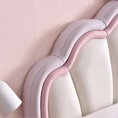 Top-down angle showing safe edges, children’s bedroom furniture, cute beds, gold-tone base