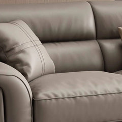 Plush boxy cushion couch in taupe – pure leather couch, buy sofa online