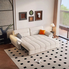 Oversized armrest design with plush cushioning, sofa bed couch & beige Nova fabric