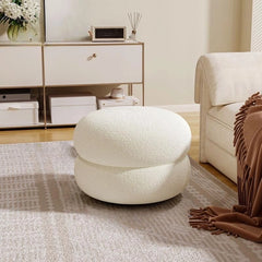 Cream pebble pouf photo pouffe ottoman and fabric ottoman, playful layered design.