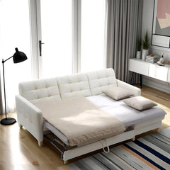Soft tufted back couch bed showing sofa cum bed design and l shape sofa cum bed, Nova fabric