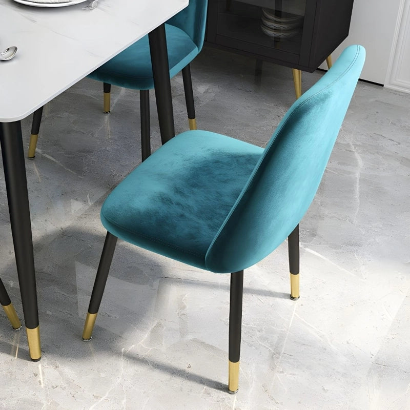  Teal leather chair close-up, dining chairs set of 6, kitchen chairs, tapered legs.