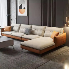 Right-hand chaise sofa in olive green with contemporary sofa design and living room sofa set