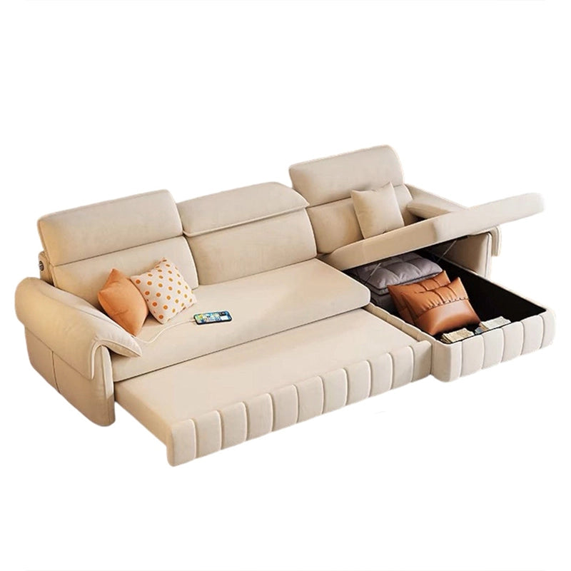 The hidden chaise storage, USB charging port, and adjustable headrests enhance everyday usability.