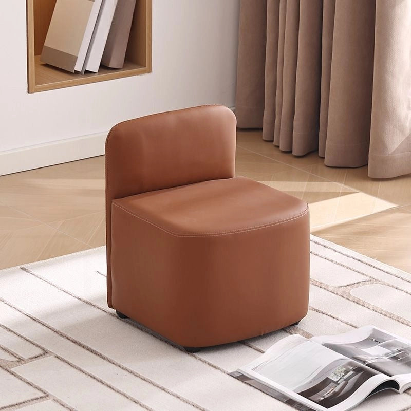Lightweight stackable ottoman with pouf seat and ottoman stool in modern brown shade
