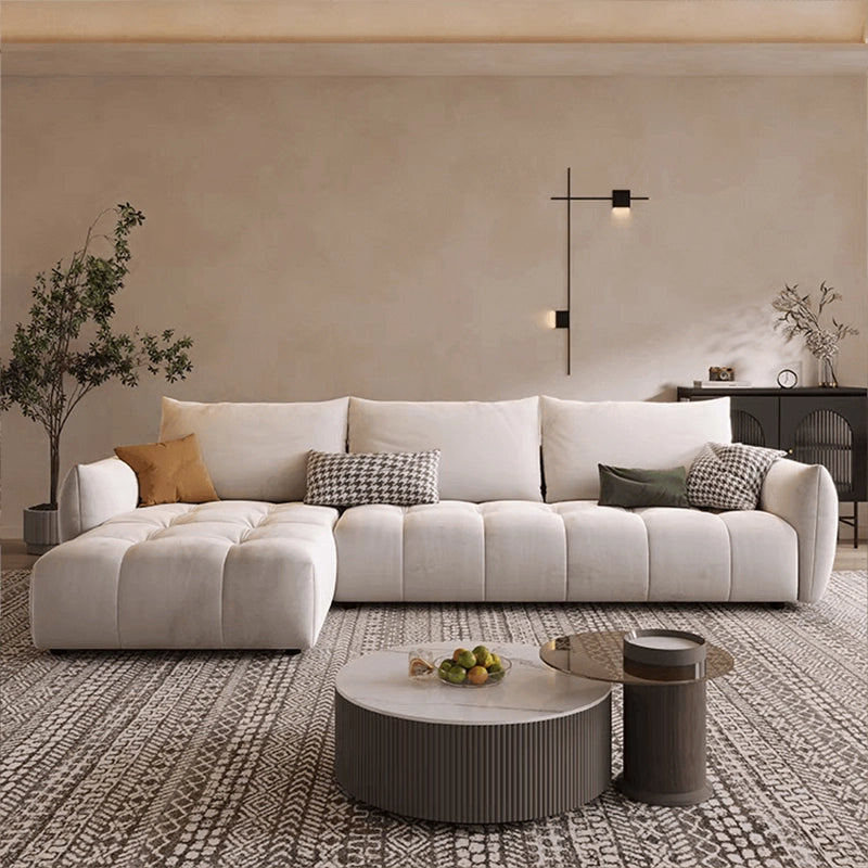 The Hera couch features a modular build that adapts to 3 seater, lounger, or full corner couch layouts