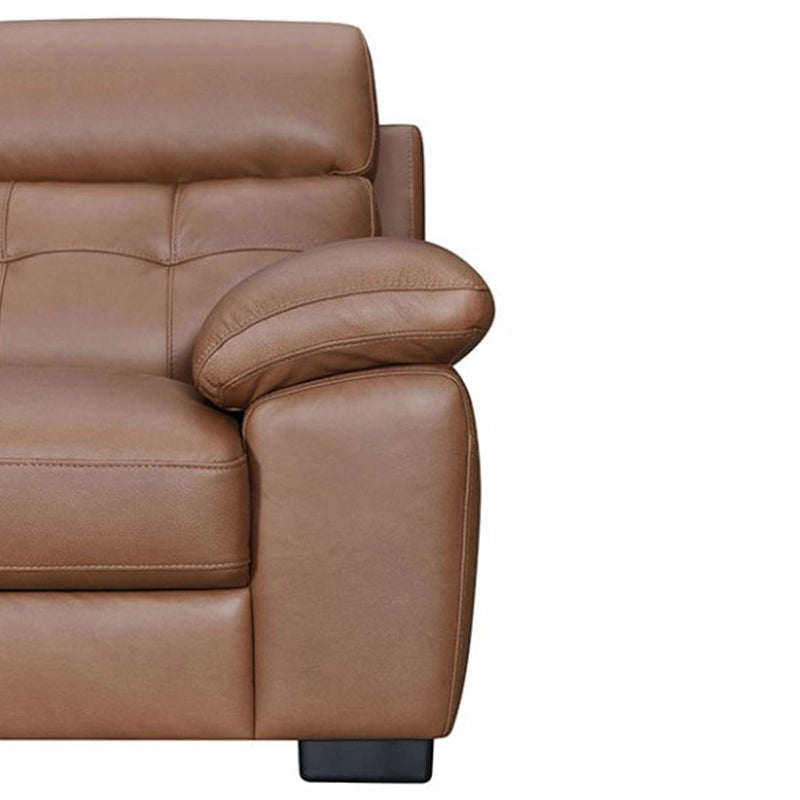 Tufted backrests add visual elegance while providing lumbar comfort. 